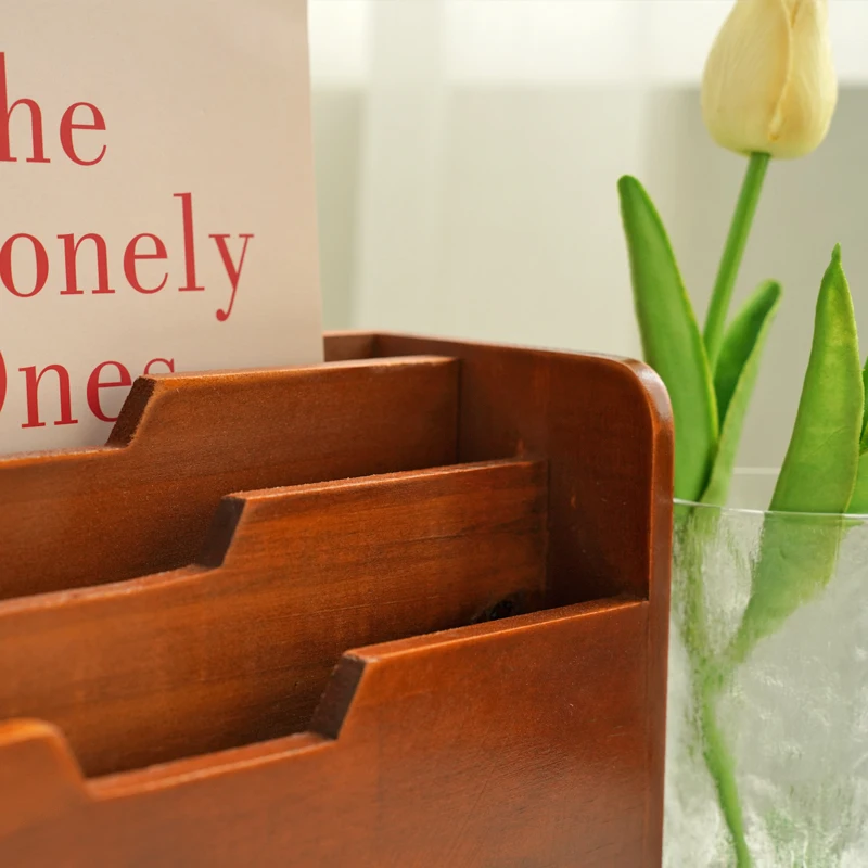 خمر مجلة خشبية رف ريفي صندوق تخزين مكتبي اللوازم المكتبية مخطط المنظم ريترو ستايل مجلة الرف