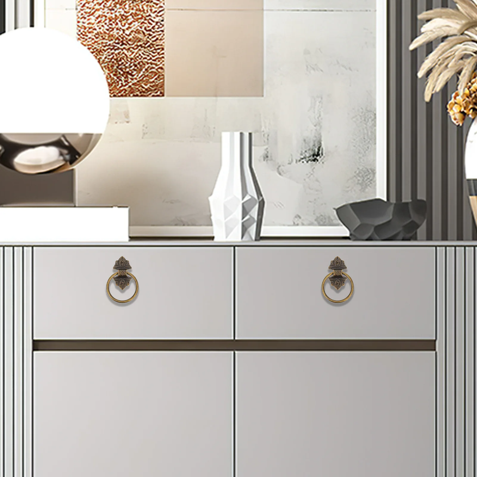 

2Pcs Durable Zinc Alloy Vintage Drawer Pulls Cabinet Handles for Dresser Furniture Home Decor Drawer Pulls