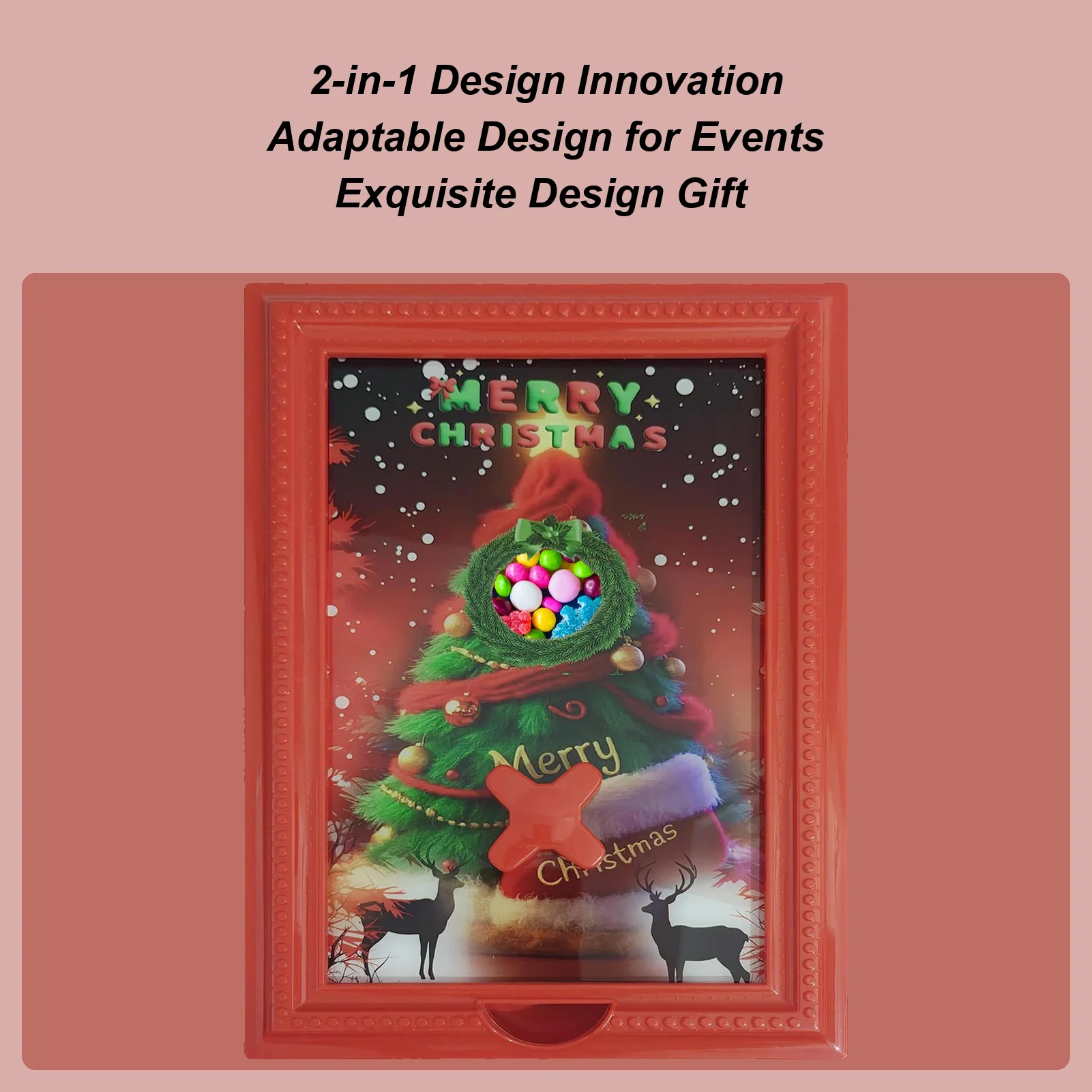 Candy Frame Christmas Organizer Storage Rack Christmas Candy Box Dispenser Photo Frame For Vending Bean Cereal Home Decor