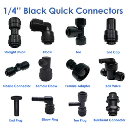 10Pcs  Black Quick Connect For Outdoor Garden Misting System Water Sprayer Plants Flowers Irrigation Quick Fittings Tee Elbow