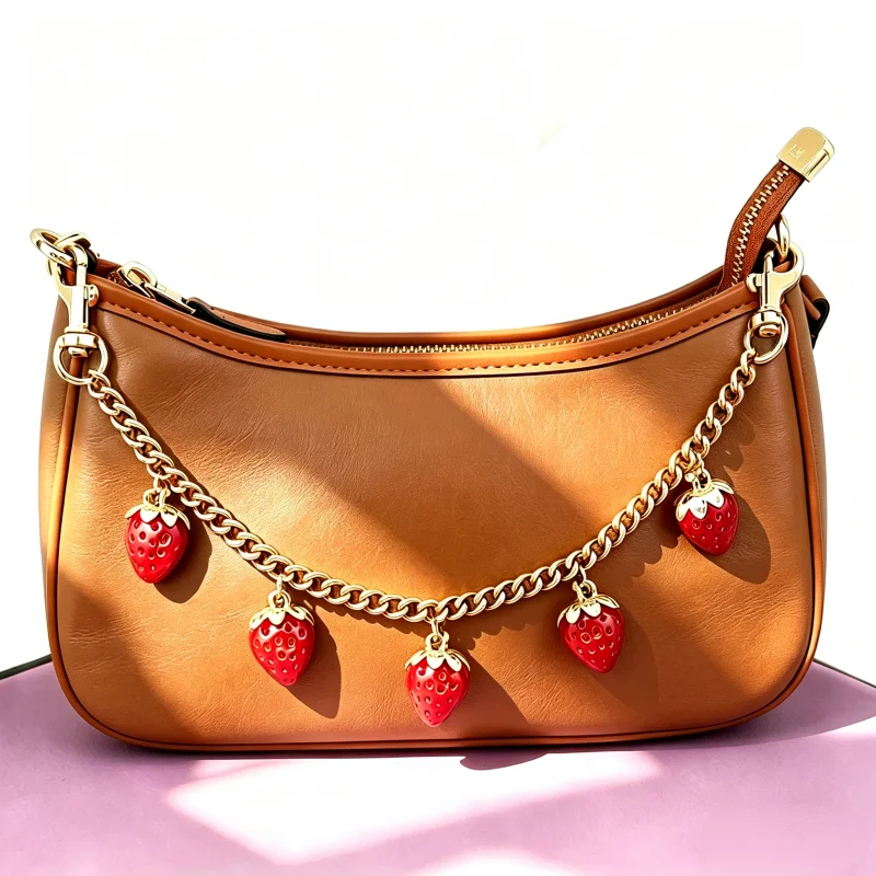 DIY Zinc Alloy Bag Hanging Chain With Strawberry Pendant Detachable Shoulder Bag Carrying Chain Handbag Chain For Woman