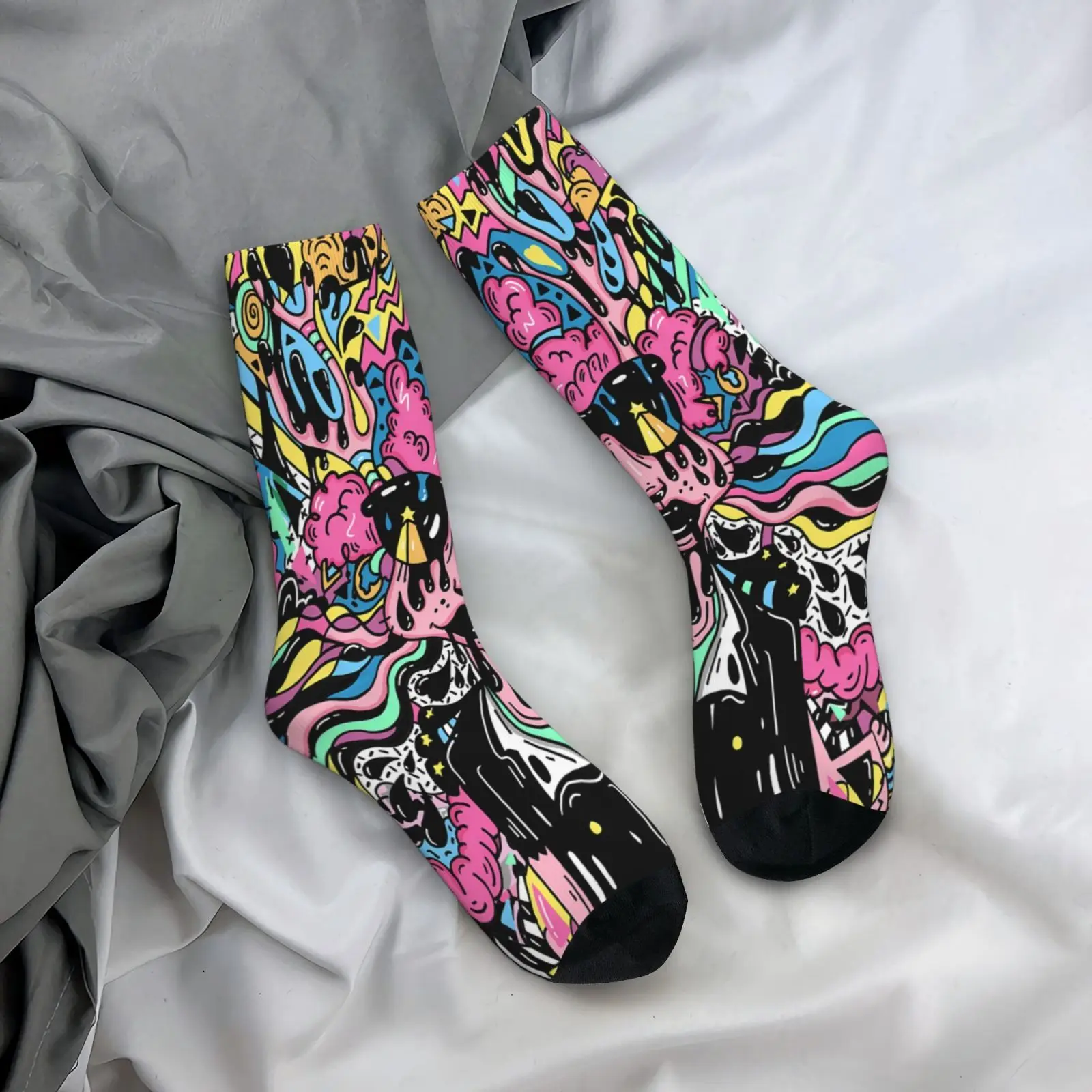 

1 пара модных унисекс-носков с забавным узором, из смеси полиэстера и спандекса, для мужчин и женщин, в подарок