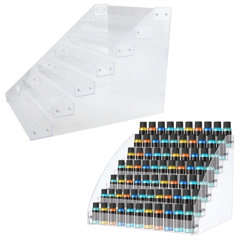 Kunststudio's Essentiële acryl verfrek Paintbuis Organisatoren Acryl 7 Lagen Stand met borstelsectie voor kunstbenodigdheden