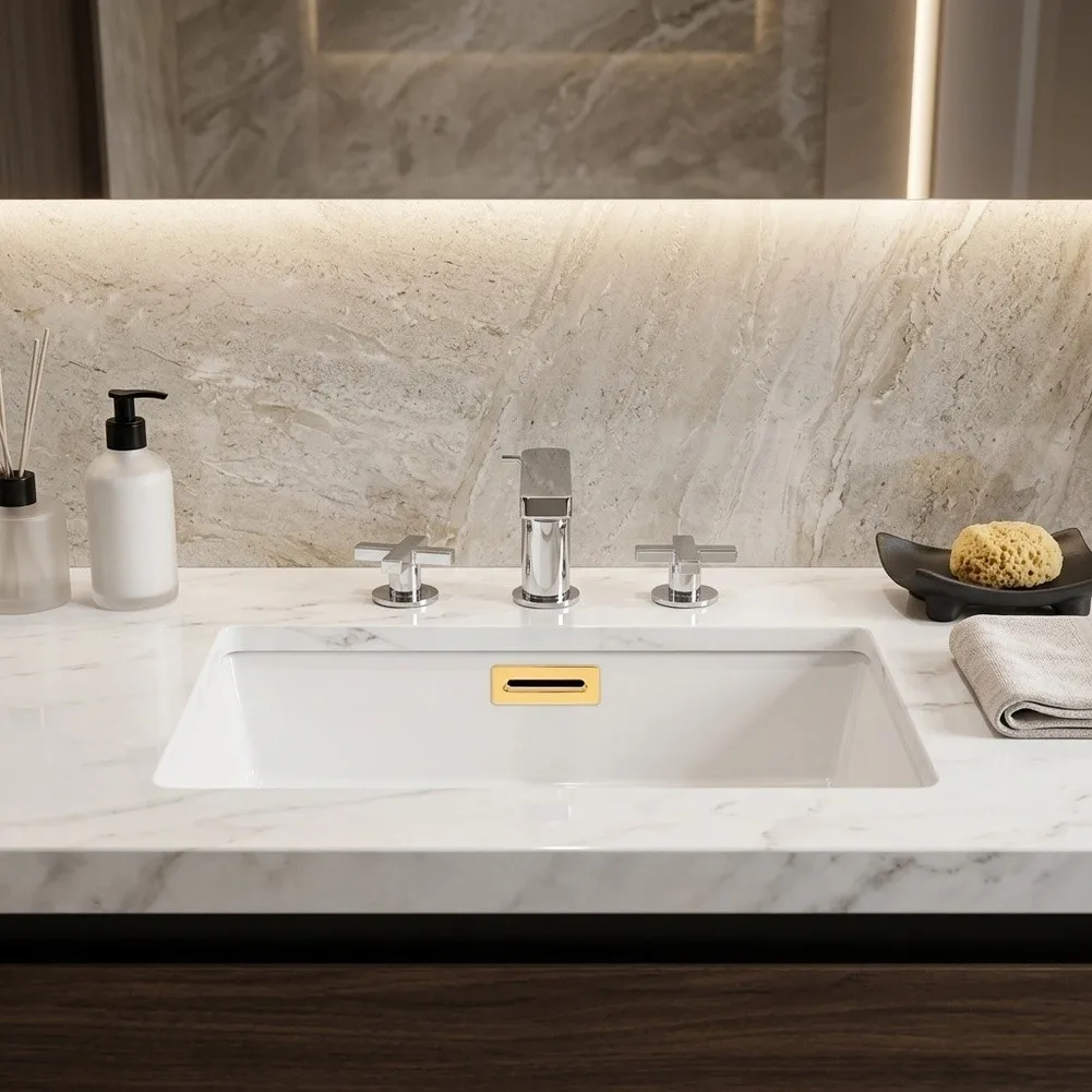2x Rectangular For Basin Overflow Covers Made of Solid Brass for Sink Overflow Drain Protection in Bathrooms and Kitchens