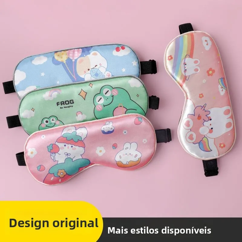 両面シルクアイマスク漫画かわいい子供用目の保護マスク桑シルクシミュレーションアイマスク自己加熱大型サイズ