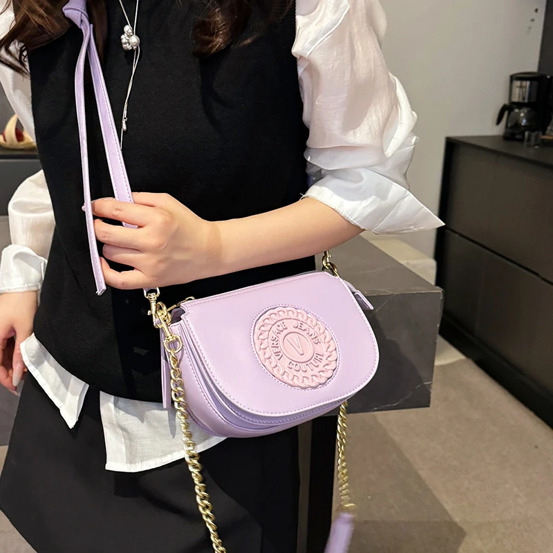Bolso de hombro para mujer hecho de cuero genuino, creación de diseñadores famosos, elegante bolso cruzado diario