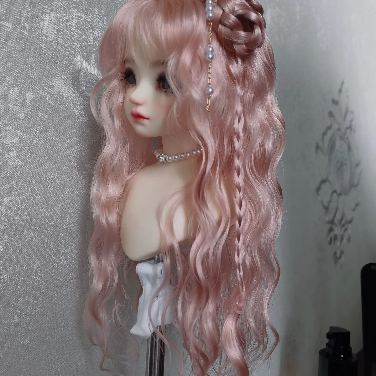 

Doll wig mohair wig 1/6 1/4 BJD flower bud braided hair free shipping