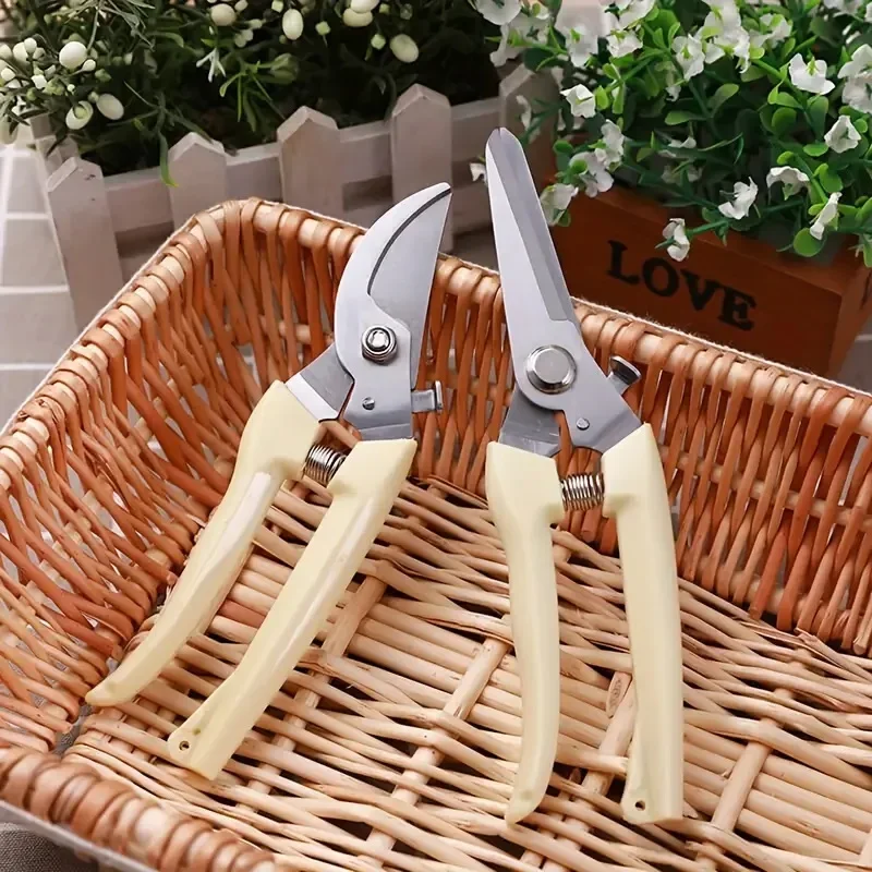 

2pcs Stainless Steel Garden Pruning Shears Set - Modern Style, Ambidextrous Handle, Razor-Sharp Blades for Flower Arrangement, P