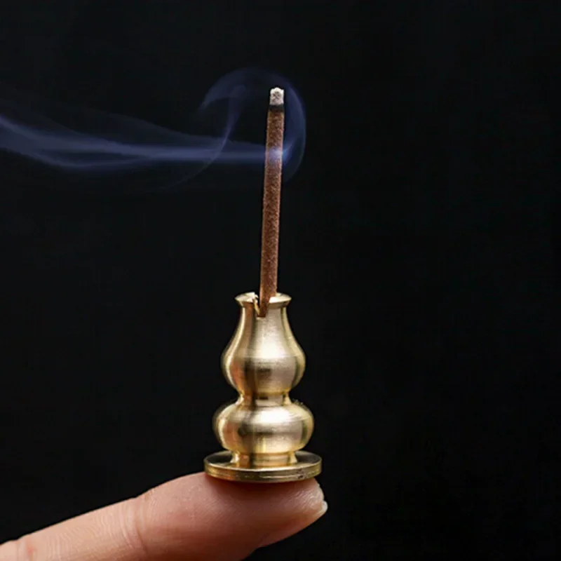 Portable Incense Burner Gourd Shaped Incense Pot Alloy Incense Base Tray Rack For Thread/pan Home Decoration Buddhist