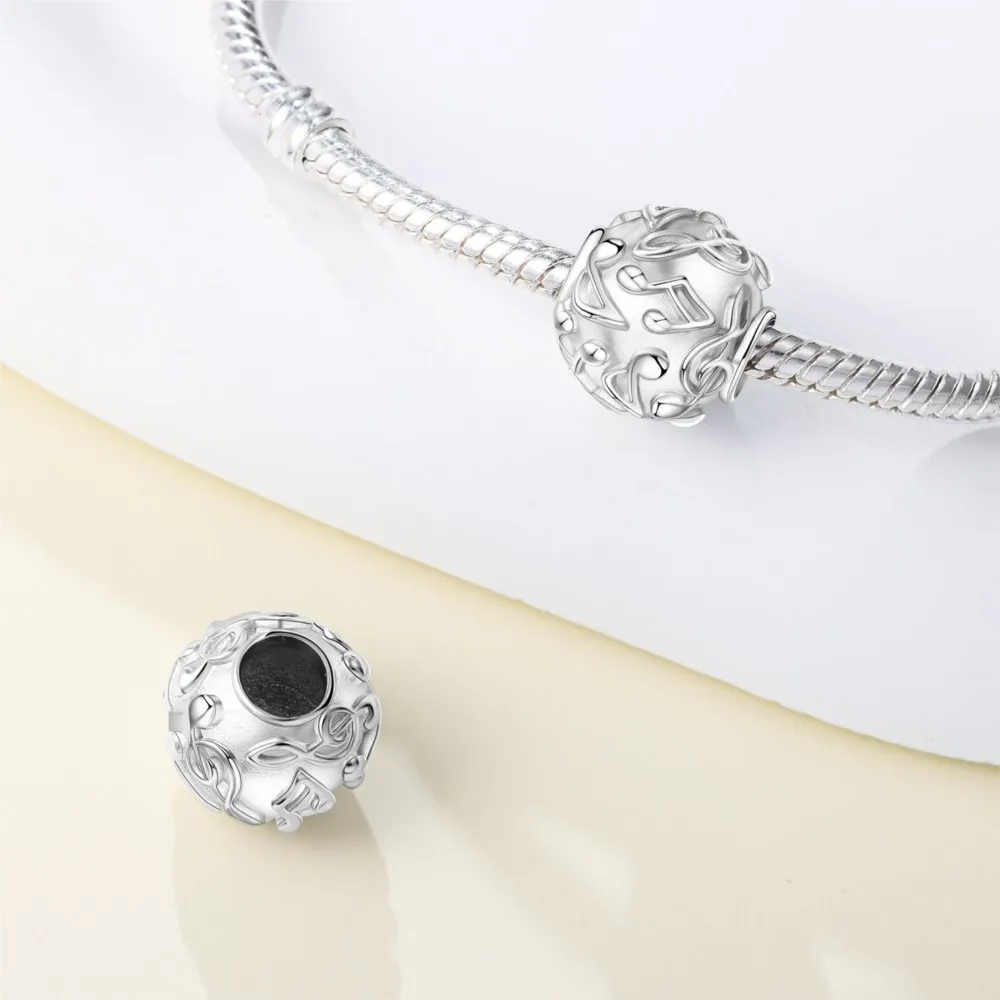925 Sterling Silver Exquisite Music Symbol Original Pendants Bracelet Charms Fit Jewelry Party Beads DIY Fine Gifts Accessory