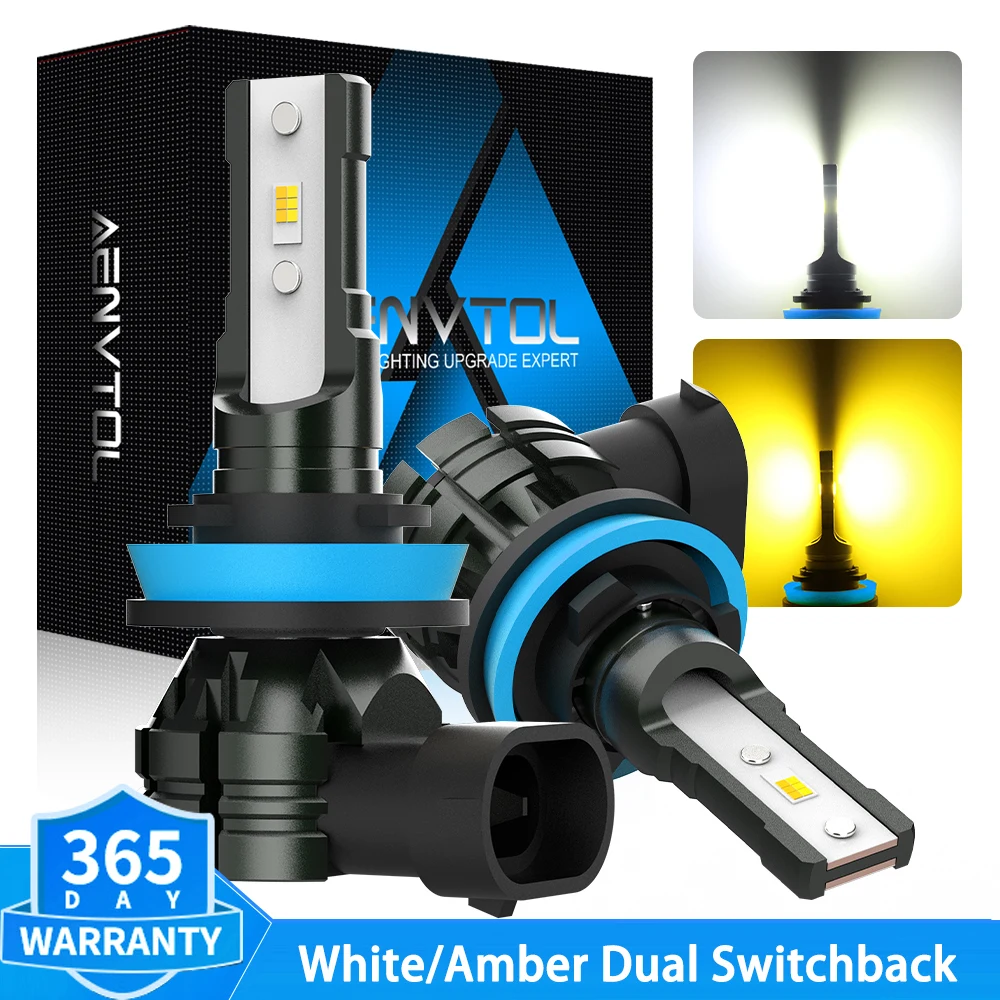 AENVTOL Canbus 2pcs LED Light H8 H11 H10 H16JP HB4 9006 HB3 No Error LED Fog Lamp Day Light White Yellow Dual Switch 12000LM 60W