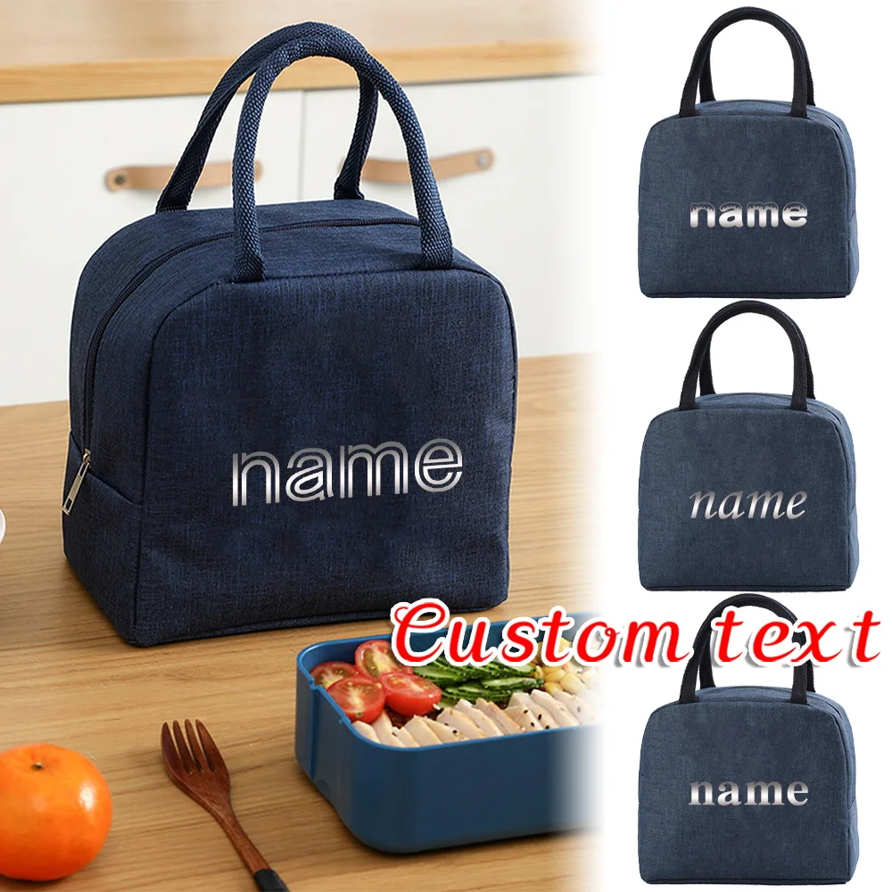 

Personalized Customization Name Blue Insulated Lunch Box Bag Outdoor Picnic Travel Camping Food Bag Customized Product