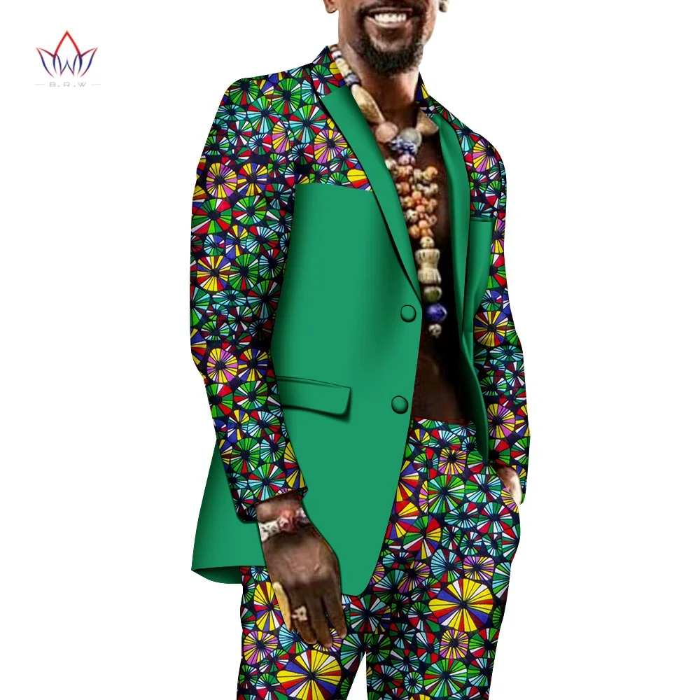 BintaRealWax-traje africano con estampado de cera para hombre, chaqueta Dashiki y pantalón largo, conjunto Bazin de talla grande, ropa africana tradicional WYN1760