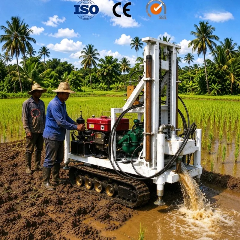 Small Hydraulic Water Well Drilling Rig 80m Depth Diesel Borehole Machine Lightweight for Home Use DIY Plumbing Easy Operation