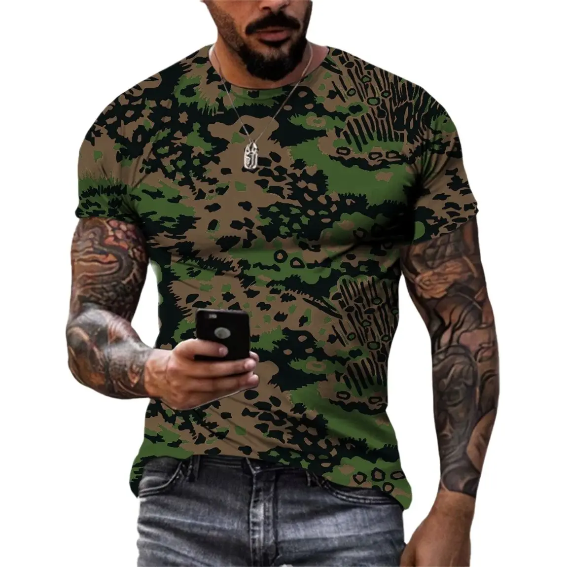 Summer New Camouflage Men\'s and Women\'s T-shirts Fashion Casual Printed Tees Hip Hop Personality O-neck Short Sleeve Tops