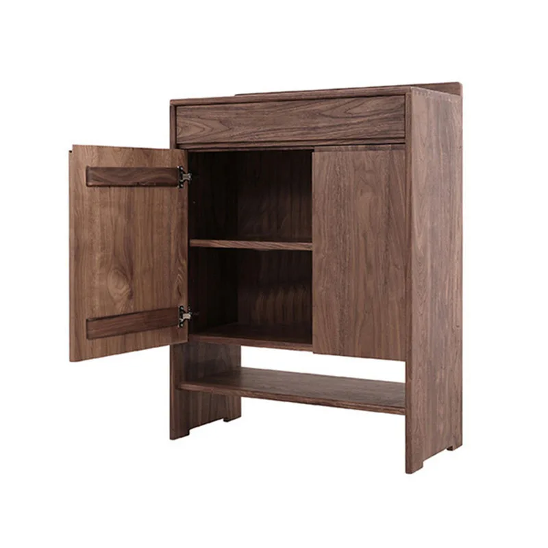 

Nordic cherry wood all-solid wood shoe cabinet, Chinese black walnut home entrance locker