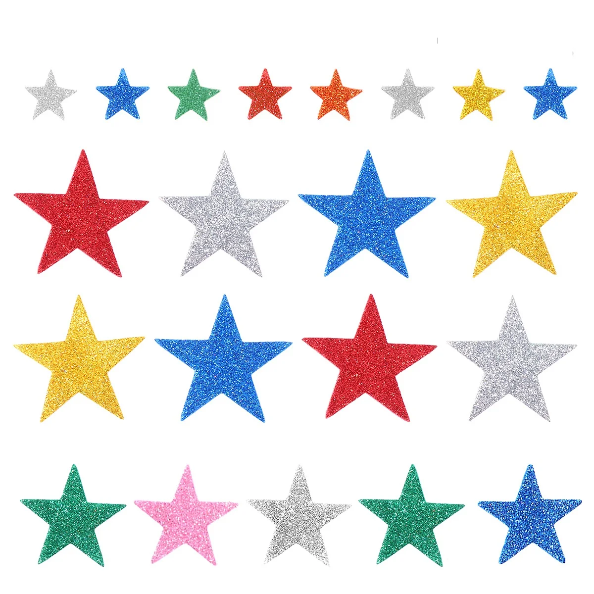 

100Pcs Flash Powder Stickers Star Shaped Reflective Sticker for DIY Wall Art Number Letter Recognition Learning
