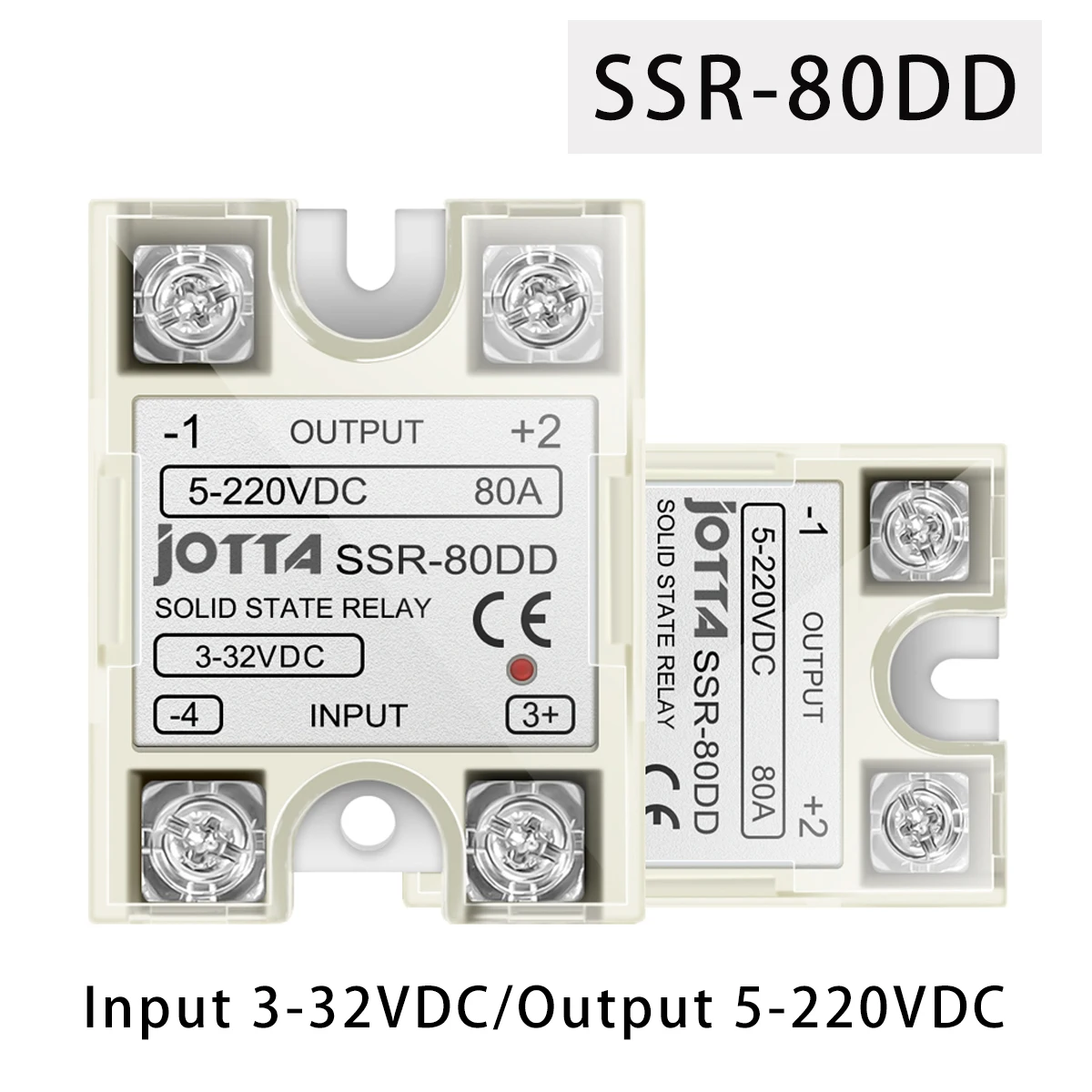 SSR-80DD DC Control DC SSR White Shell Singe Phase Solid State Relay 80A Input 3-32VDC Output 5~220VDC