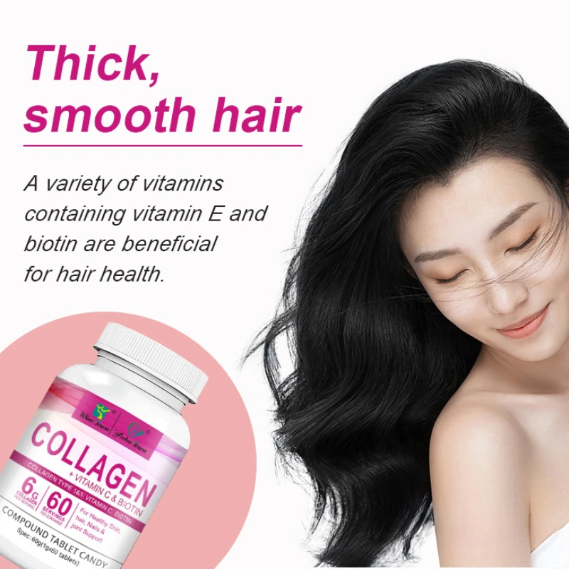 

Vitmin C Biotin Collagen Tablets, Candy, Skin Maintenance, Glows FS, Hydration, Promotes Collagen Synthesis, Nick, 1 Bottle