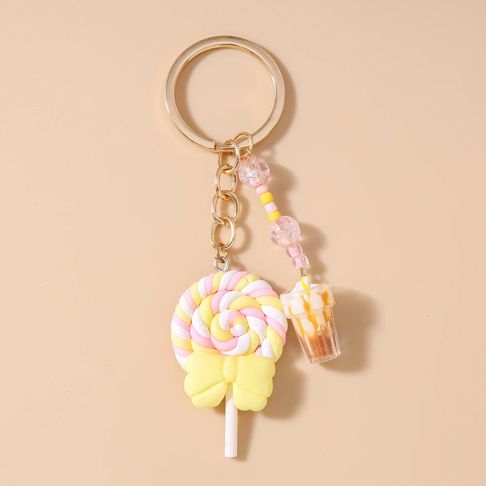 Pretty Resin Candy Lollipop Keychain, Juice Pendant
