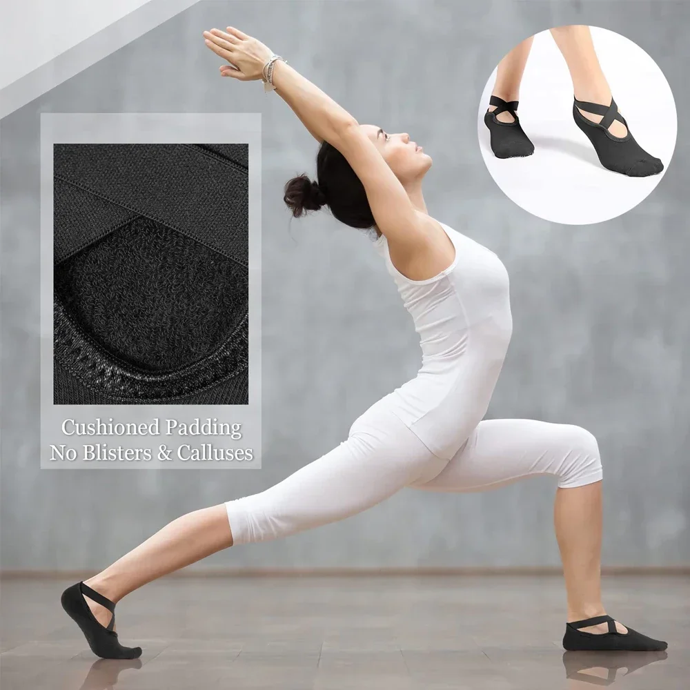 Calcetines deportivos de Yoga para mujer y niña, medias antideslizantes con correas para Ballet, baile, Pilates, baile, 1 par