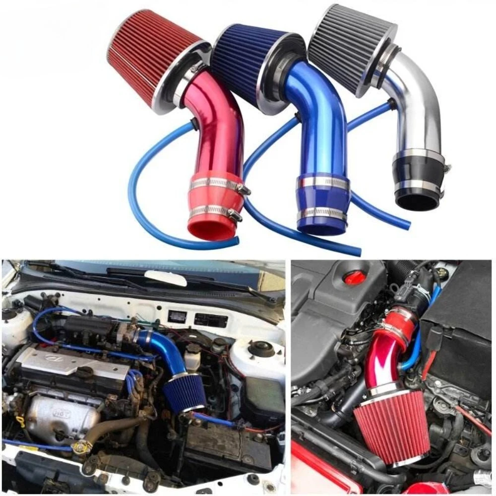 

76mm High-Flow Aluminum Car Air Filter Kit with Refitted Mushroom Head Air Intake Pipe High-Cold Winter Compatible Condition New
