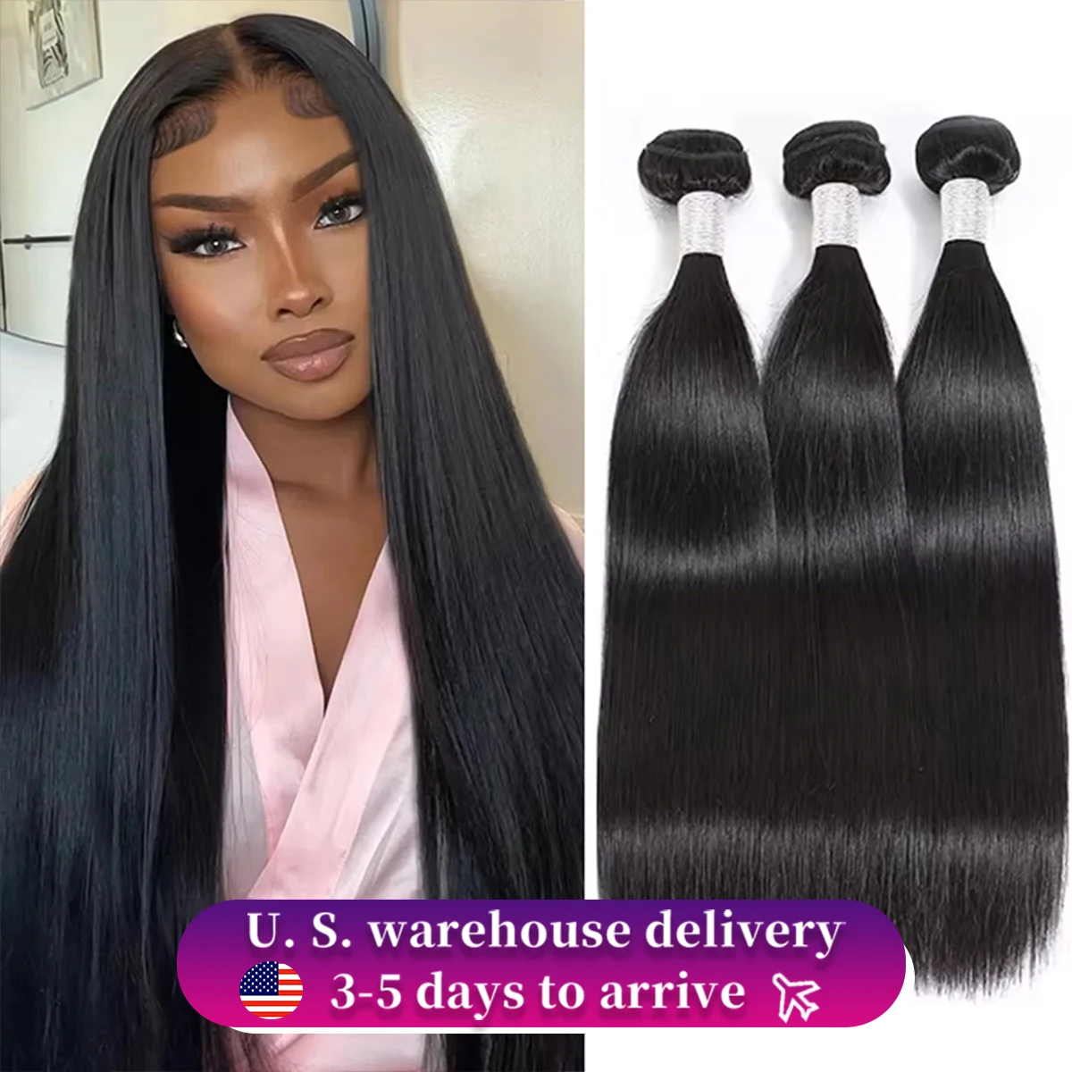 100% 3 4 5 Bundle 30 40 50 Inch Raw Brazilian Straight Human Hair Bundles 16A Remy Extensions Double Weft Braiding Hair Natural