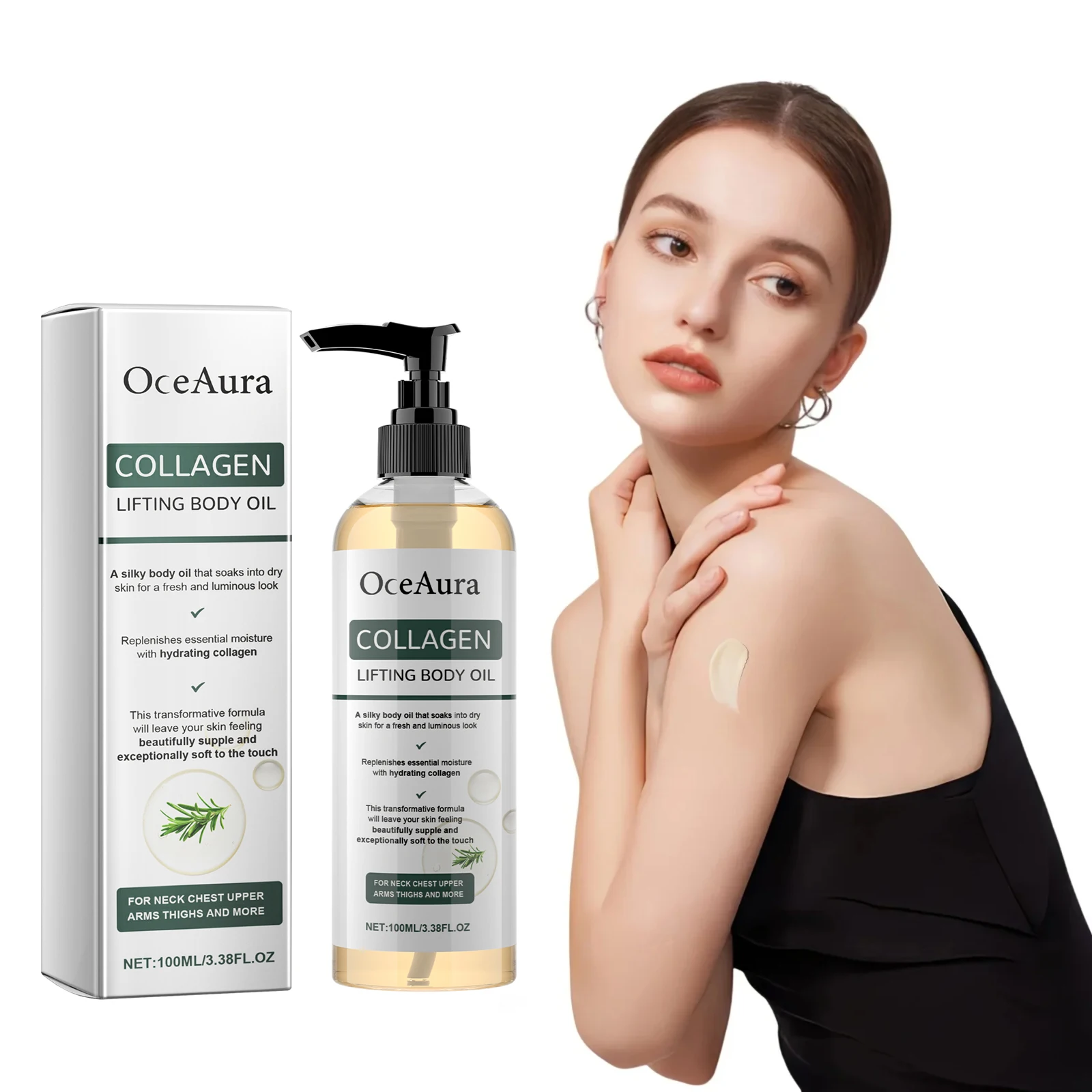 Aceite corporal de colágeno, hidratante, removedor de celulitis, elasticidad de la piel, reafirmante de arrugas, aceite esencial para masaje corporal de brazos