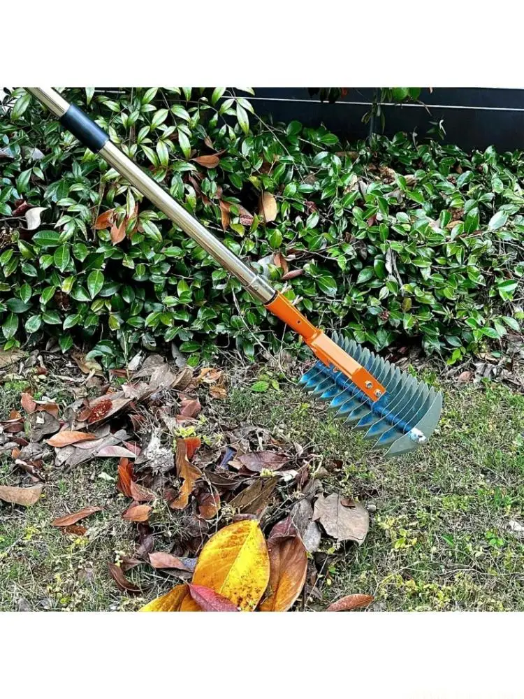 A2BE 4 Piece Extendable Lawn Rakes Adjustable Length 1.7M Durable Stainless Steel Head For Efficient Yard Grass Thatch Removal