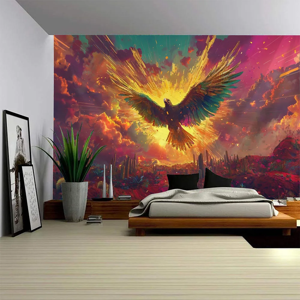 Flying Eagle Tapestry Wall Hanging Fabric Background Poster Home Decor Living Room Bedroom Dorm Office Wall Decoration