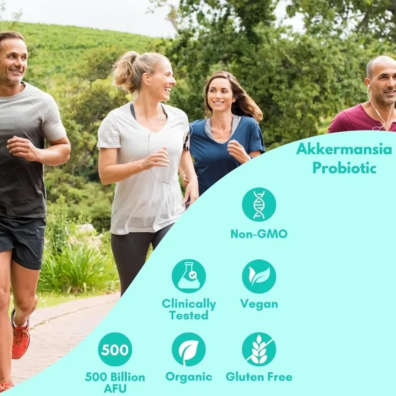 Probiotics 500 Billion AFU Capsules Containing Green Tea, Chromium, Vitamin D B12- for Intestinal Health and Immune Support