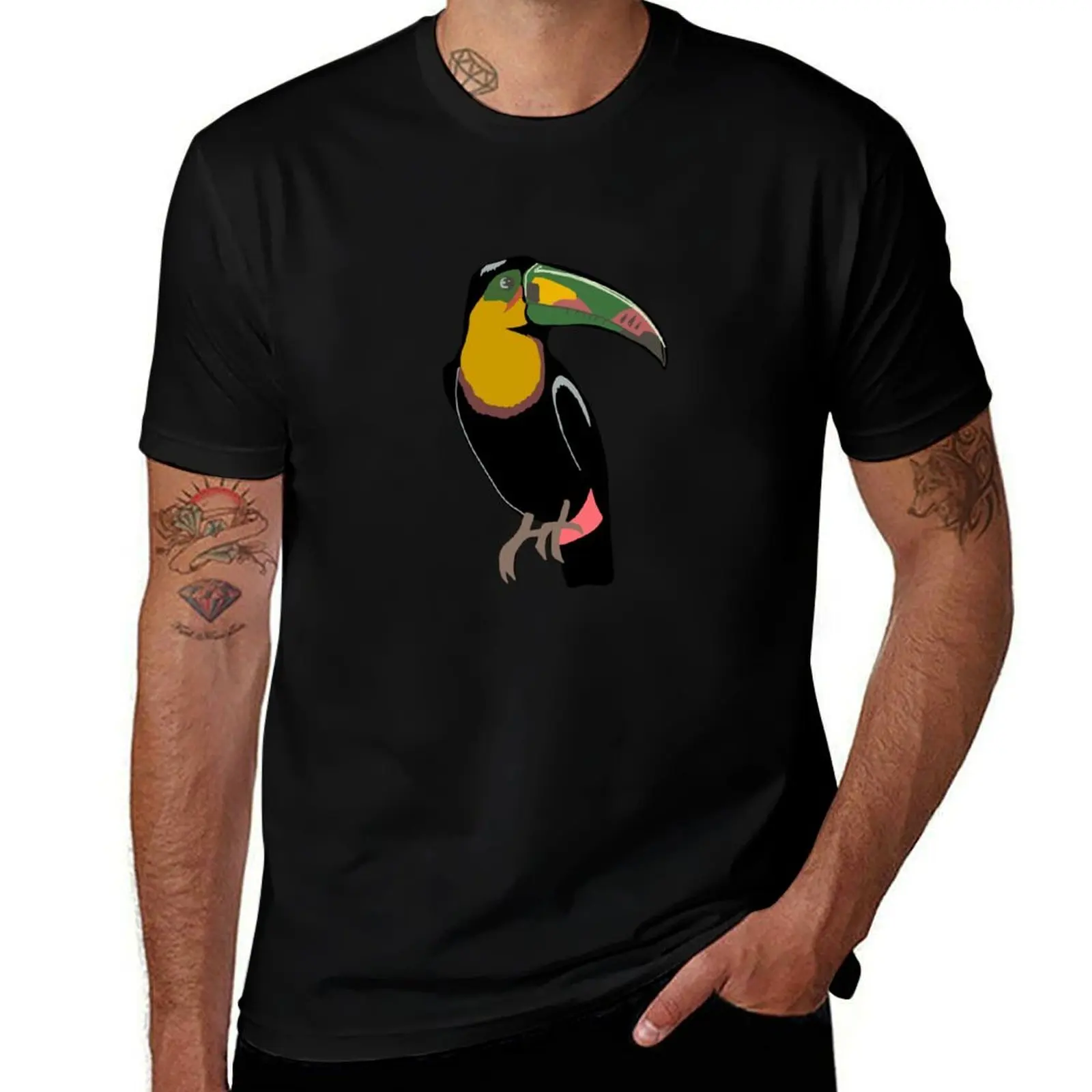 

Pretty colored tucan T-Shirt man t shirt Luxury man anime stuff Men's t shirts