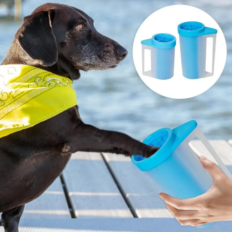 Dog Paw Cleaner Silicone Dog Paw Cleaner Cup With Cleaning Brush Portable Detachable Pet Cleaning Brush Cup Pet Food Cleaning