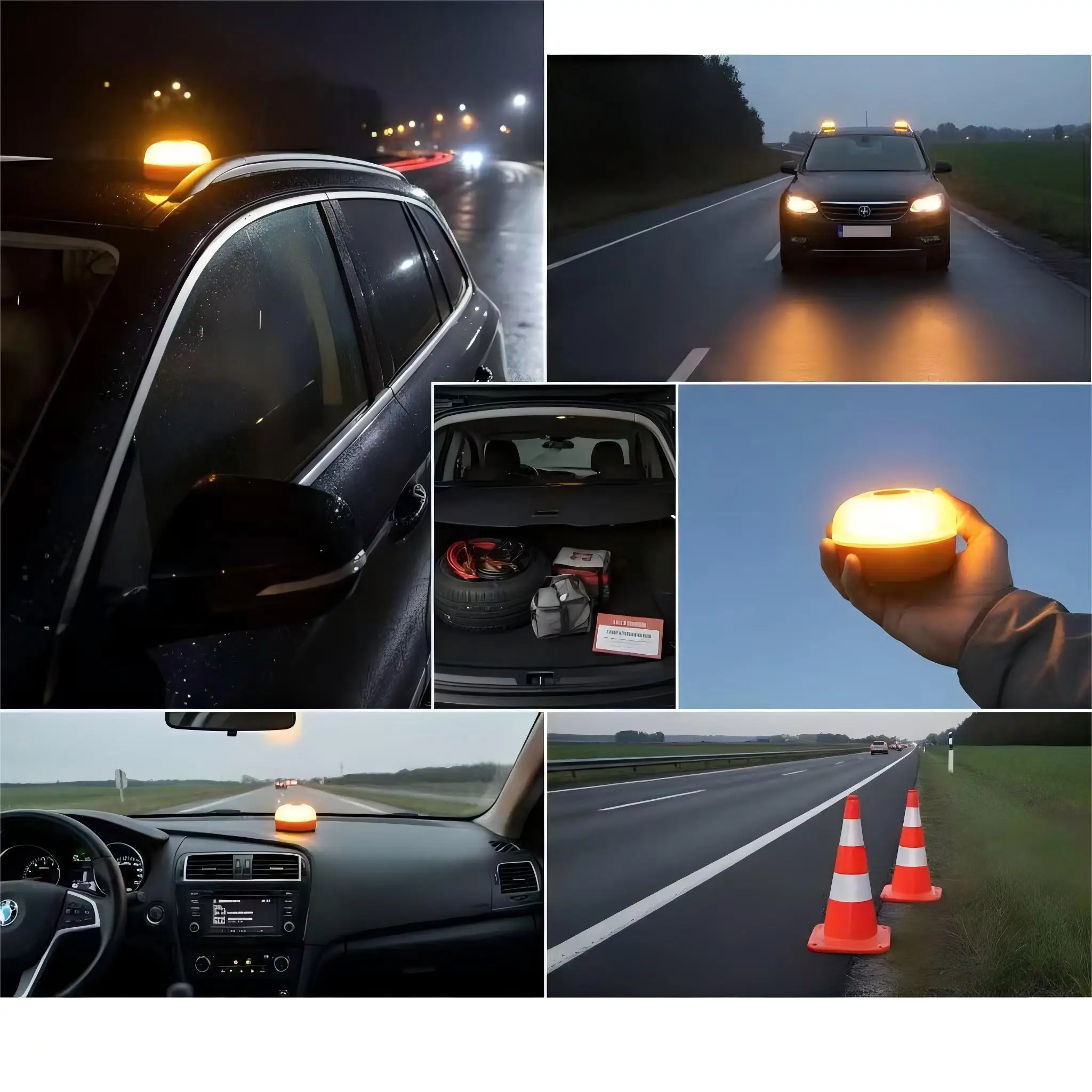 Luz de Emergencia LED Intermitente V16 España, Recargable por USB, Inducción Magnética, Luz de Advertencia Intermitente Automática, Luz de Seguridad Intermitente