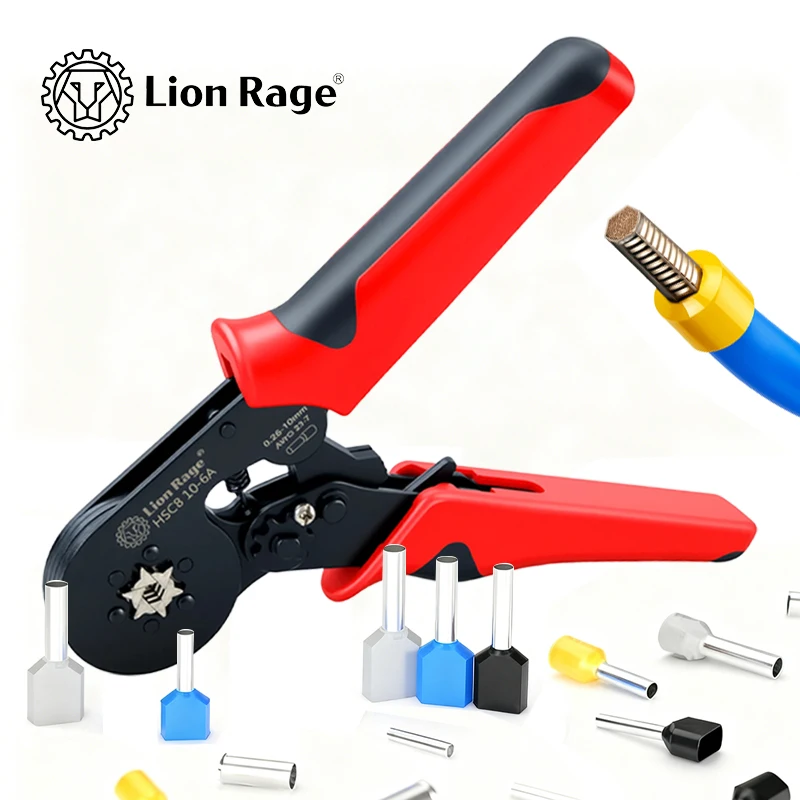 

HSC8 10-6 Wire Crimping Pliers 0.25-10mm² AWG22-8 Ferrule Tubular Terminal Crimper for Household Electrical Tool Set