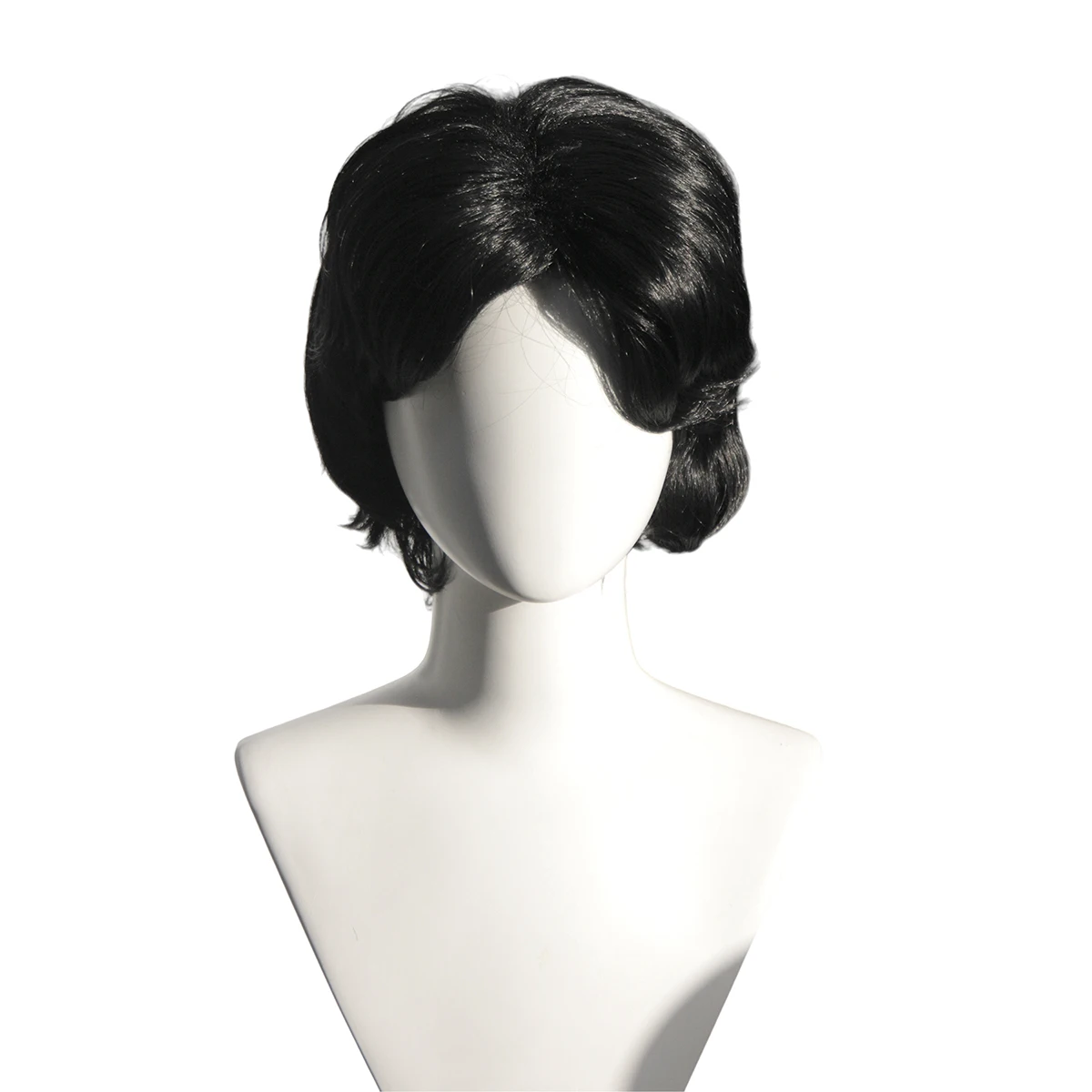 Black Short Wavy Synthetic Wig for Women, Natural Pre-styled Layered Hair for Daily Wear, Retro Style and Cosplay Looks