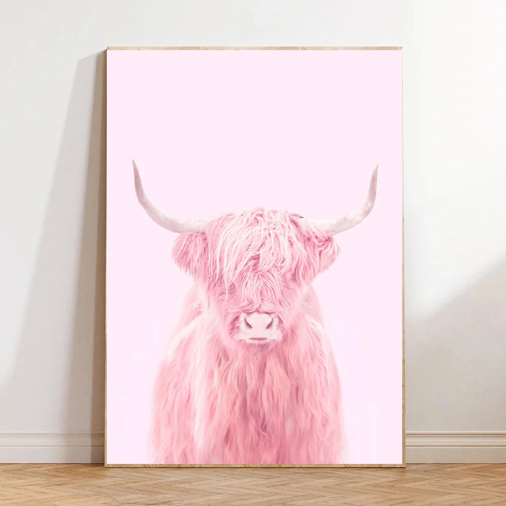 Funny Animal Flower Giraffe Leopard Zebra Pink Lollipop Lion Pizza Canvas Painting Poster and Print Wall Art for Room Home Decor