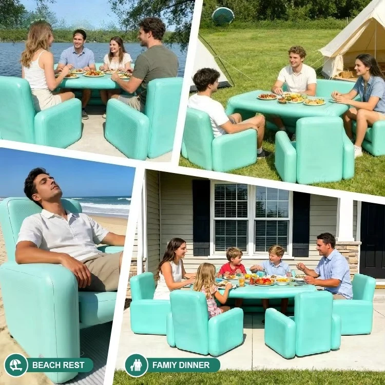 Modern Inflatable Sofa and Table Set Portable outdoor lounge furniture for camping, picnics, backyard relaxation