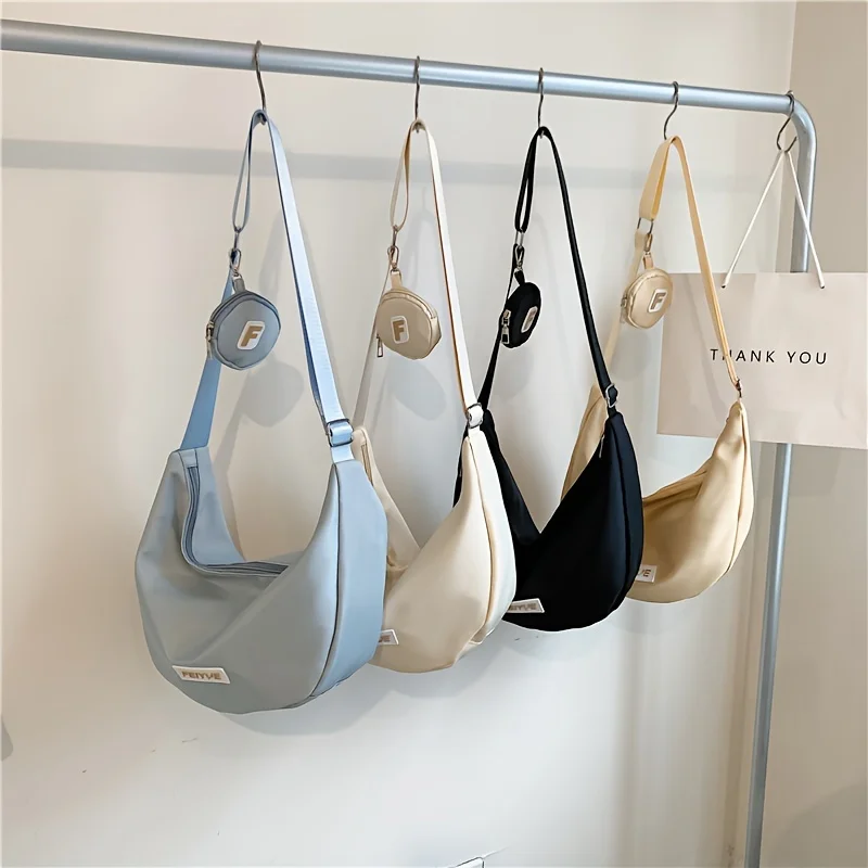 Nylon Dumpling Bag Day Cross-body Bag Casual Large Capacity Canvas Bag Summer Class Shoulder Commuter Bag
