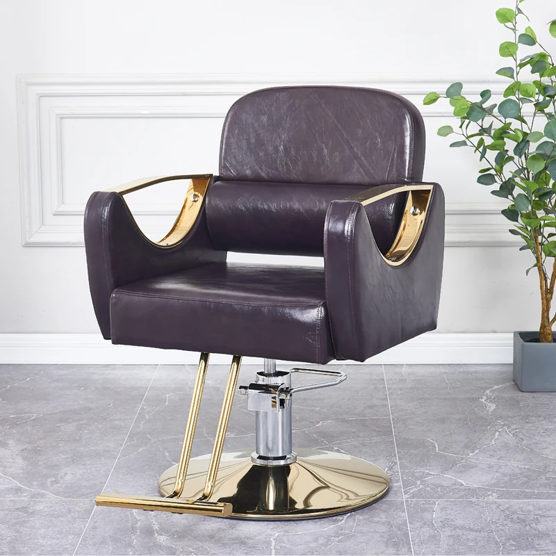 Golden Pedicure Hairdressing Chair Rotating Portable Leather Luxury Barber Chair Aesthetic Cadeira Salon Furniture MQ50BC