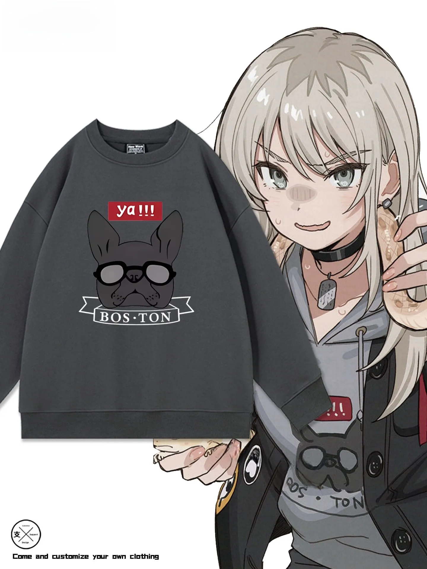 

Anime Printed Fce-lined Round-ne Sweatirt Casual Comfortable Cotton Polyester Blend Men's Hoodie Streetwear Sle