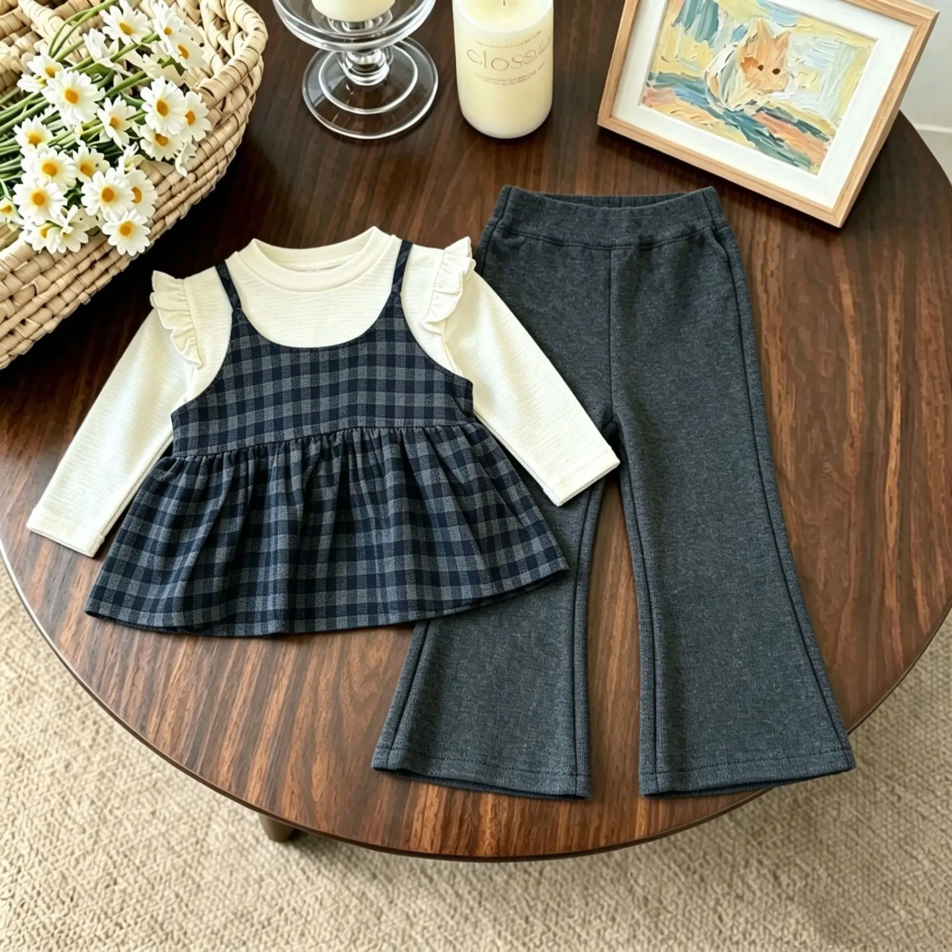 Children's Clothes, Suspender Leggings Three-piece Girls' Autumn Clothes