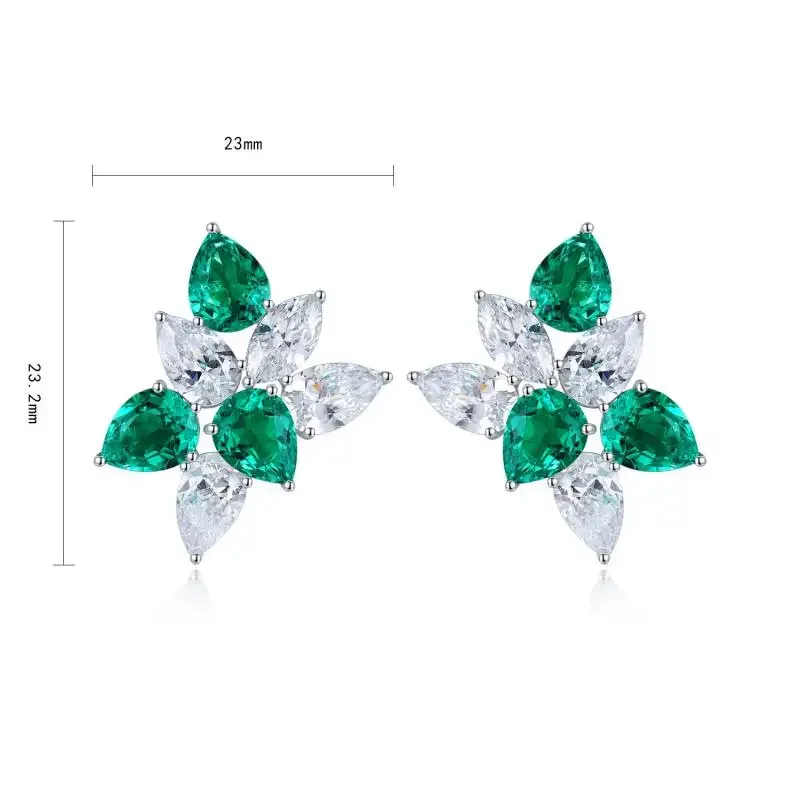 RUIF 2024 Luxury S925 Silver Classical 6.17ct Lad Grown Emerald Earrings for Women Daily Anniversary Party