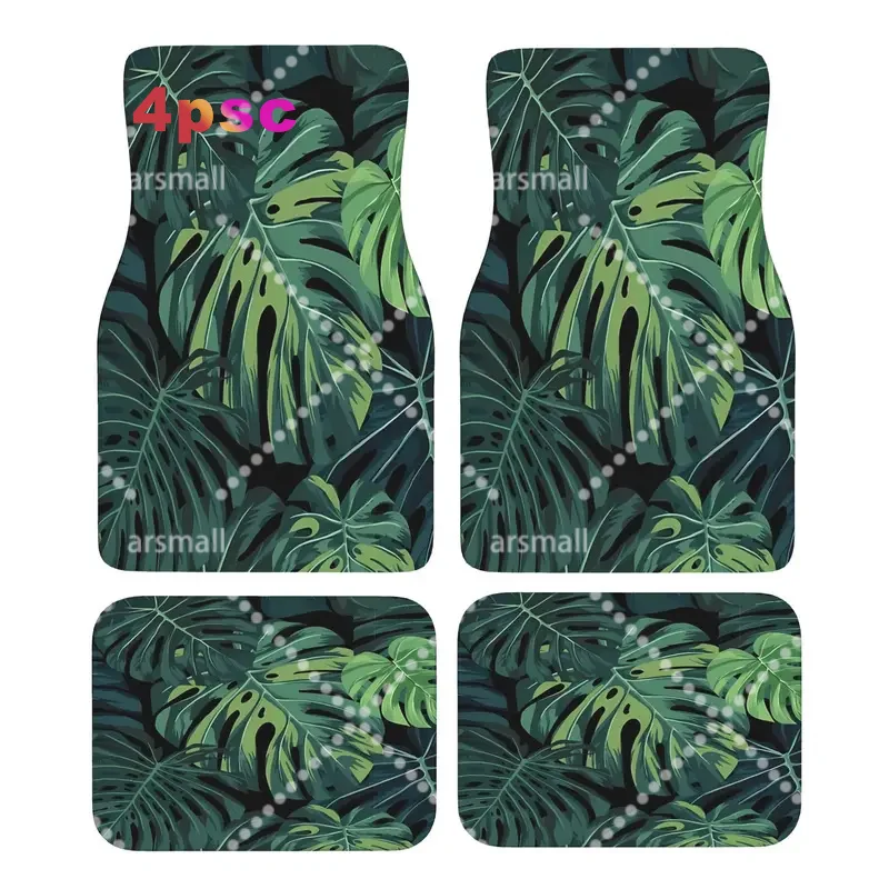 4 Monster Leaf Car Mats - Durable, Suitable For Front And Rear Seats, An Ideal Choice To Keep The Vehicle Interior Tidy, Perfect