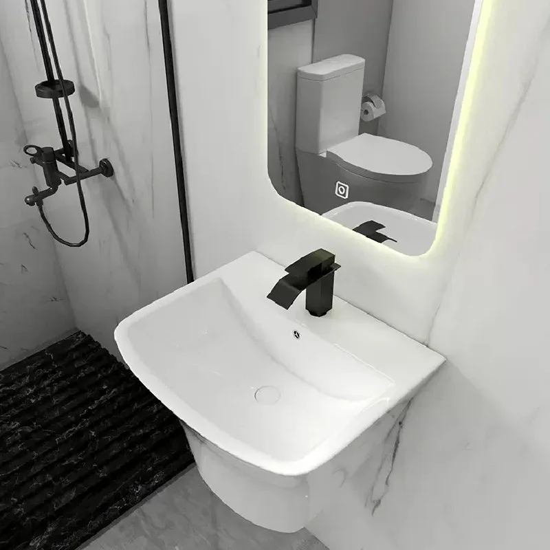 

Small apartment wash basin ceramic wall-mounted washbasin mini narrow wash basin household balcony integrated