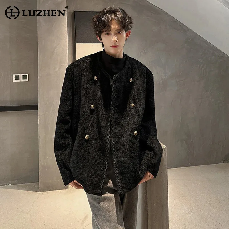 

LUZHEN 2025 Autumn Winter New Double Breasted Handsome Fleece Coat Men's Fashion High Quality Elegant Temperament Jacket JY4817