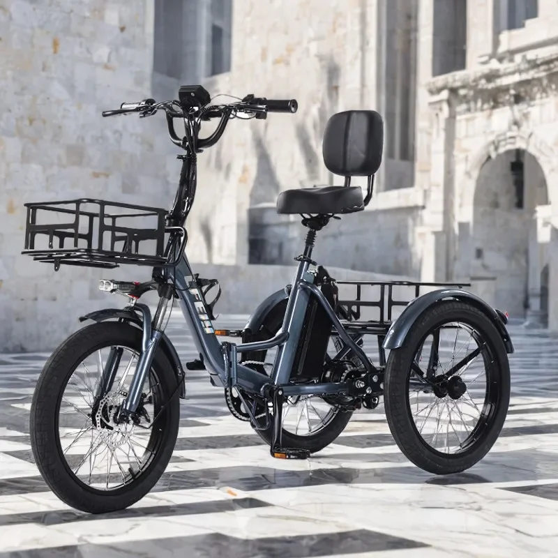 

Family Electric Bicycle For Men Folding High Quality Mountain With Basket Mini Cargo Electric Tricycle Foldable For Adults