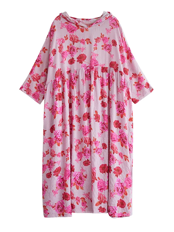 صيف جديد خمر لطيف الراقية سحابة الحرير القطن الكتان مقنعين مطبوعة الدكتور 200 Pou يمكن ارتداؤها تخفيف فضفاض الخصر Sle