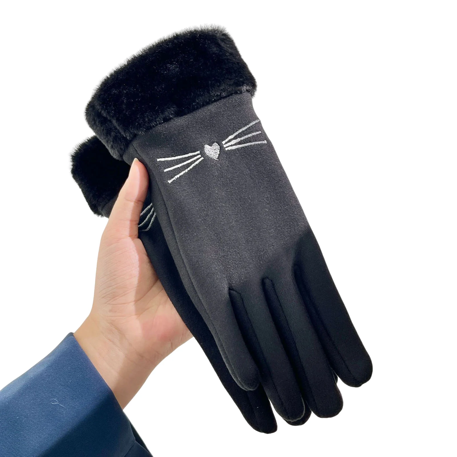 

Women's Warm Touch Screen Gloves Solid Color Warm Thick Fleece Riding Gloves Perfect for Intimate Friends Gift