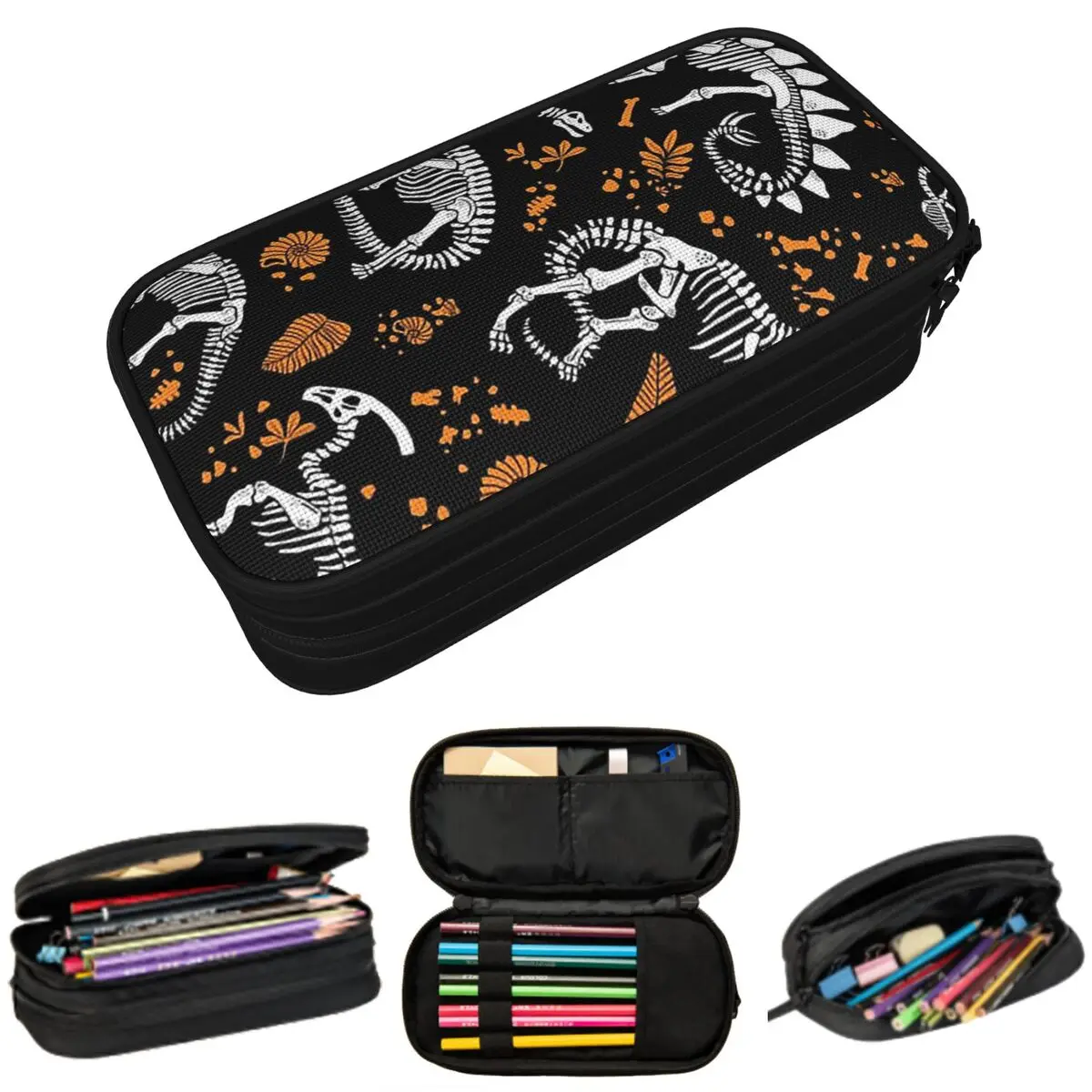 

Пенал для карандашей с изображением выкопанных окаменелостей динозавров, подарок на Хэллоуин для мальчиков и девочек, коробка для ручек, сумка для канцелярских принадлежностей, держатель для ручек